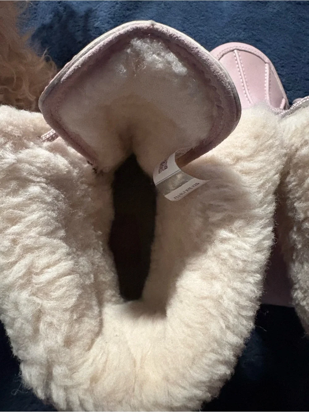 UGG Kids’ “pink crystal” Butte II Shearling-Trim Lace-Up Waterproof Winter Boots
